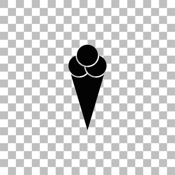 Ice cream balls in waffle cone icon flat — Stock Vector