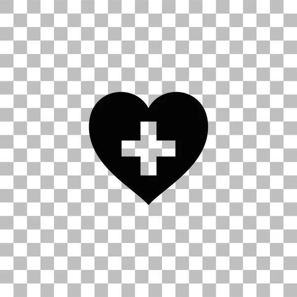 Health hearth cross icon flat — Stock Vector