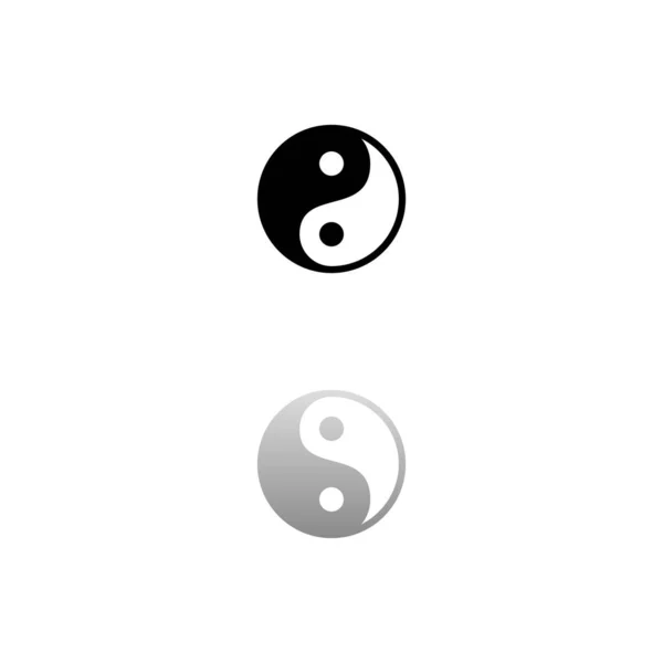 Yin Yang Símbolo Negro Sobre Fondo Blanco Ilustración Simple Icono — Vector de stock