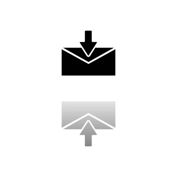 Mail Zwart Symbool Witte Achtergrond Eenvoudige Illustratie Vlakke Vectoricoon Spiegelreflectie — Stockvector