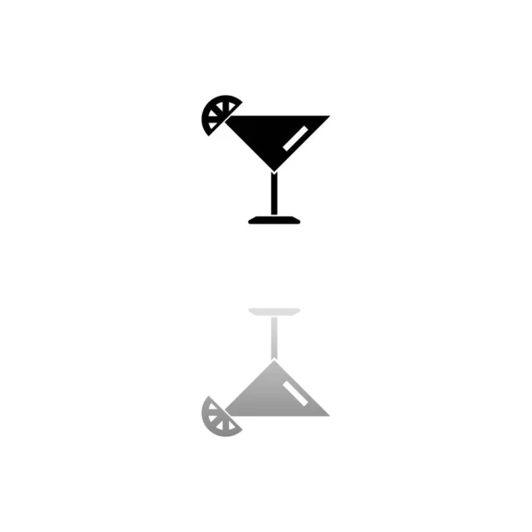 鸡尾酒尾 白色背景上的黑色符号 简单的例证 平面向量Icon 镜像反射阴影 可用于标识 移动和Ui Ux项目 矢量图形