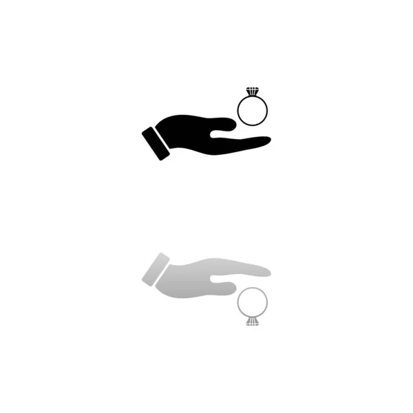Αρσενικά Χέρια Κρατώντας Δαχτυλίδι Αρραβώνων Μαύρο Σύμβολο Λευκό Φόντο Απλή — Διανυσματικό Αρχείο
