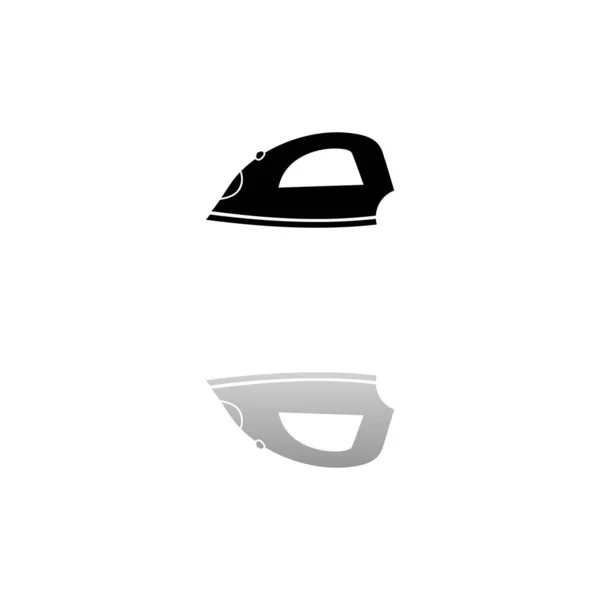 Ijzer Zwart Symbool Witte Achtergrond Eenvoudige Illustratie Vlakke Vectoricoon Spiegelreflectie — Stockvector