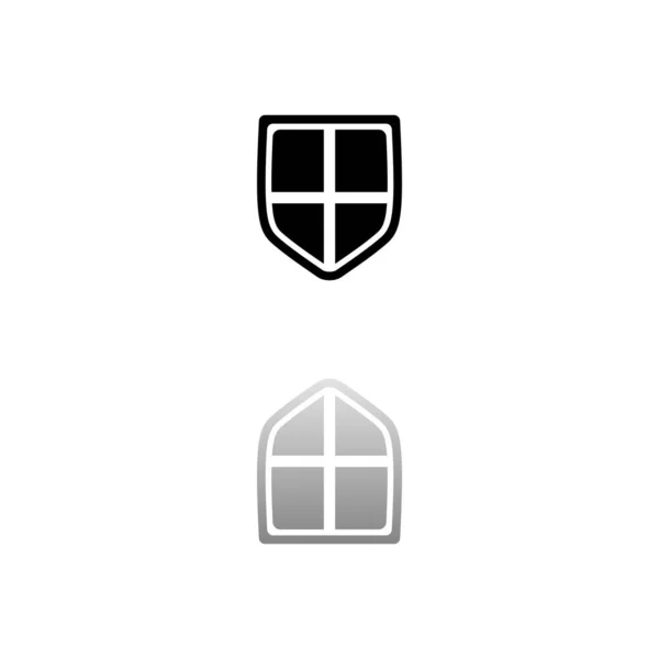 Ασπίδα Μαύρο Σύμβολο Λευκό Φόντο Απλή Απεικόνιση Επίπεδη Διανυσματική Εικόνα — Διανυσματικό Αρχείο
