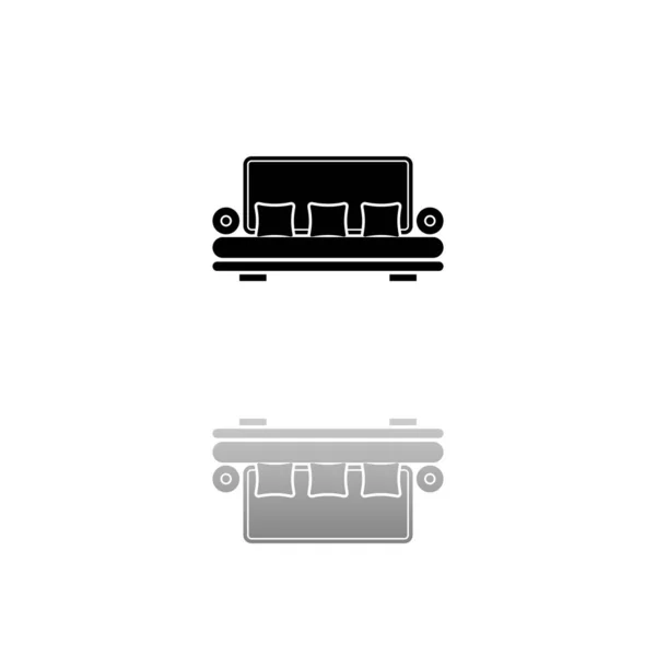 扶手椅白色背景上的黑色符号 简单的例证 平面向量Icon 镜像反射阴影 可用于标识 移动和Ui Ux项目 — 图库矢量图片