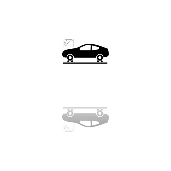 車の診断 白の背景に黒のシンボル シンプルなイラスト フラットベクトルアイコン 鏡面反射影 ウェブ モバイル Uxプロジェクトで使用できます — ストックベクタ
