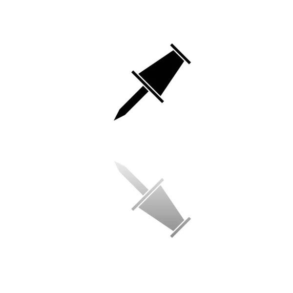 Drukknop Zwart Symbool Witte Achtergrond Eenvoudige Illustratie Vlakke Vectoricoon Spiegelreflectie — Stockvector