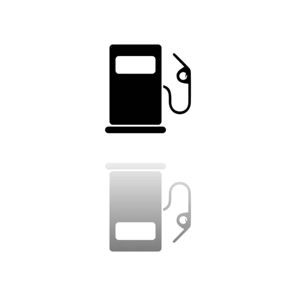 加油站 白色背景上的黑色符号 简单的例证 平面向量Icon 镜像反射阴影 可用于标识 移动和Ui Ux项目 — 图库矢量图片