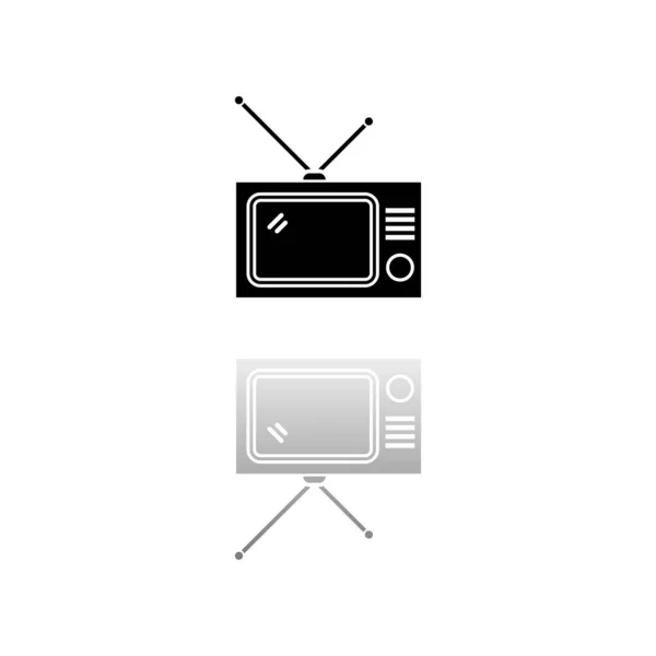 Fernsehen Schwarzes Symbol Auf Weißem Hintergrund Einfache Illustration Flat Vector — Stockvektor