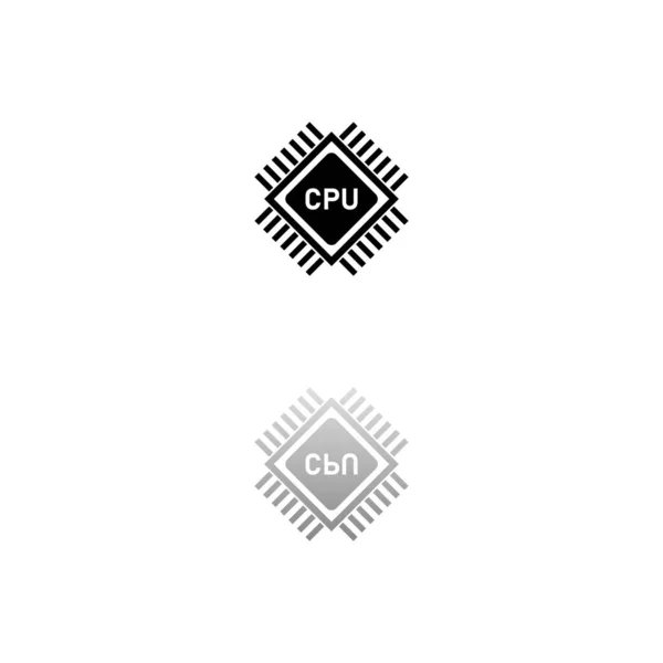 Cpu Μαύρο Σύμβολο Λευκό Φόντο Απλή Απεικόνιση Επίπεδη Διανυσματική Εικόνα — Διανυσματικό Αρχείο