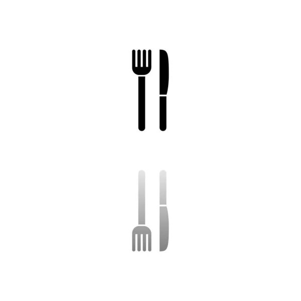 Cuchillo Tenedor Símbolo Negro Sobre Fondo Blanco Ilustración Simple Icono — Archivo Imágenes Vectoriales