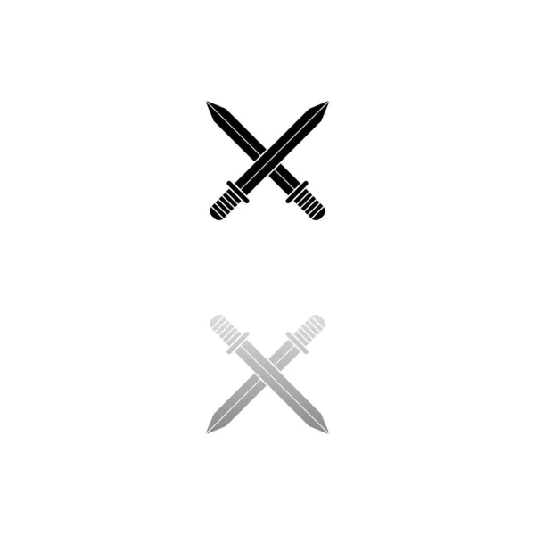 Cross Swords Black Symbol White Background Simple Illustration Flat Vector — Stock Vector