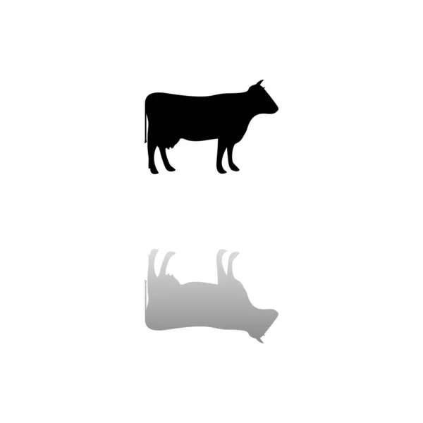 Vaca Símbolo Negro Sobre Fondo Blanco Ilustración Simple Icono Vector — Vector de stock