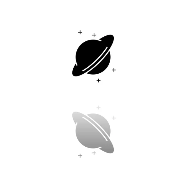 Πλανήτης Μαύρο Σύμβολο Λευκό Φόντο Απλή Απεικόνιση Επίπεδη Διανυσματική Εικόνα — Διανυσματικό Αρχείο