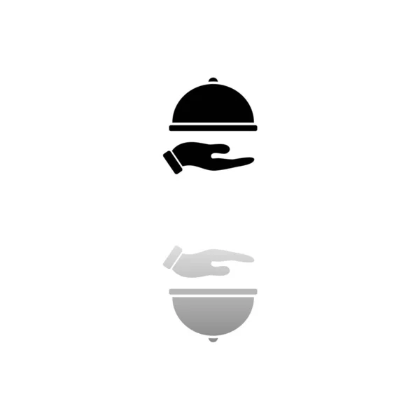 Restaurant Cloche Main Symbole Noir Sur Fond Blanc Une Illustration — Image vectorielle