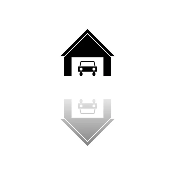 Garagenwagen Schwarzes Symbol Auf Weißem Hintergrund Einfache Illustration Flat Vector — Stockvektor
