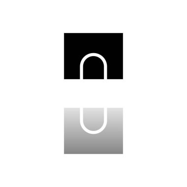 Tünel. Beyaz arka planda siyah bir sembol. Basit bir illüstrasyon. Düz Vektör Simgesi. Ayna yansıması Gölgesi. Logo, web, mobil ve UI UX projelerinde kullanılabilir