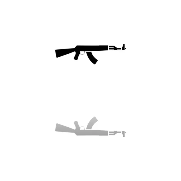 突击步枪 白色背景上的黑色符号 简单的例证 平面向量Icon 镜像反射阴影 可用于标识 移动和Ui Ux项目 — 图库矢量图片