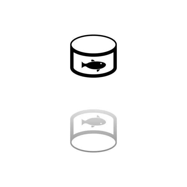 Puszka Tuńczykiem Etykiecie Czarny Symbol Białym Tle Prosta Ilustracja Płaska — Wektor stockowy