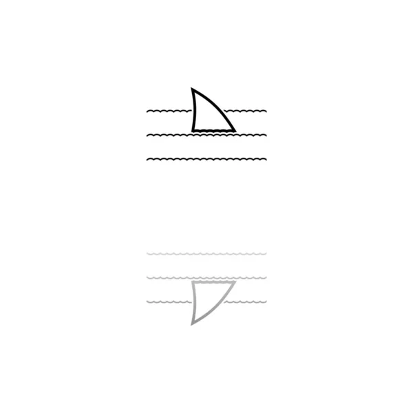 Hajfenan Svart Symbol Vit Bakgrund Enkel Illustration Platt Vektorikon Spegelreflektionsskuggan — Stock vektor