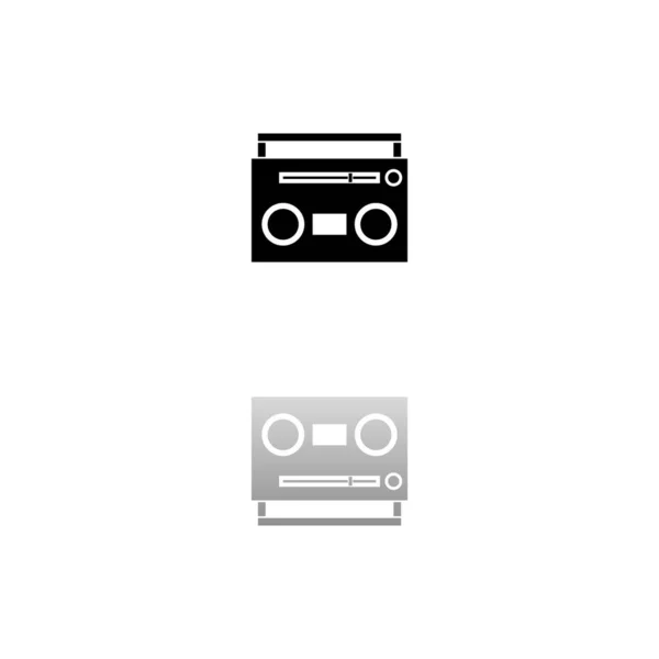 Cassettespeler Zwart Symbool Witte Achtergrond Eenvoudige Illustratie Vlakke Vectoricoon Spiegelreflectie — Stockvector