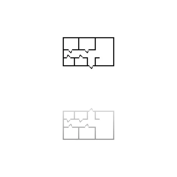 Hausplan Schwarzes Symbol Auf Weißem Hintergrund Einfache Illustration Flat Vector — Stockvektor