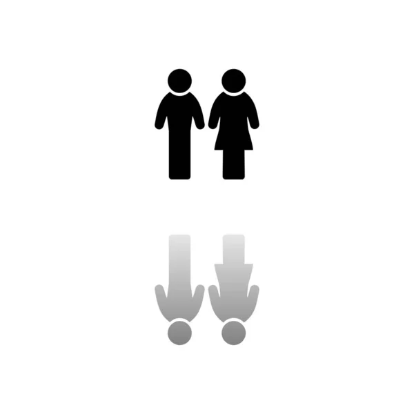 男人和女人白色背景上的黑色符号 简单的例证 平面向量Icon 镜像反射阴影 可用于标识 移动和Ui Ux项目 — 图库矢量图片