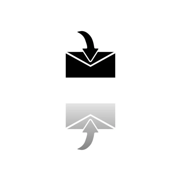 Envelop Zwart Symbool Witte Achtergrond Eenvoudige Illustratie Vlakke Vectoricoon Spiegelreflectie — Stockvector