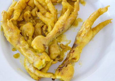 Derin kızarmış tavuk ayakları kopya alanı ile geleneksel bir Güney Afrika ilçesi gıda snack görüntü