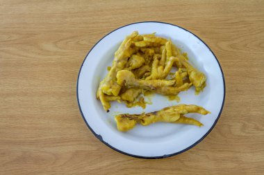 Derin kızarmış tavuk ayakları kopya alanı ile geleneksel bir Güney Afrika ilçesi gıda snack görüntü