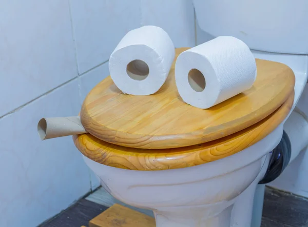 Yatay Formatta Kopya Alanı Olan Kapalı Bir Tuvalet Kapağı Görüntüsünün — Stok fotoğraf