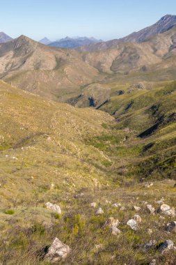 Kopya alanı ile Güney Afrika görüntü Batı Cape eyaletinde Robinson Pass yüksek bir noktadan görünümü