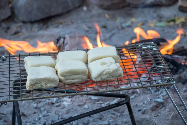 Traditionele Zuid Afrikaanse Braai Broodjies Geroosterde Broodjes Worden Buiten Bereid — Stockfoto