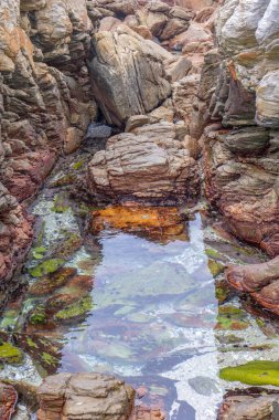 Büyük kayaların arasında açık deniz havuzu.