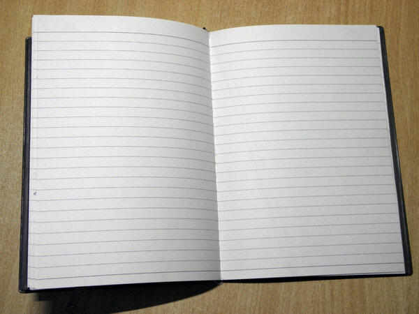 Empty open notebook blank for writing text