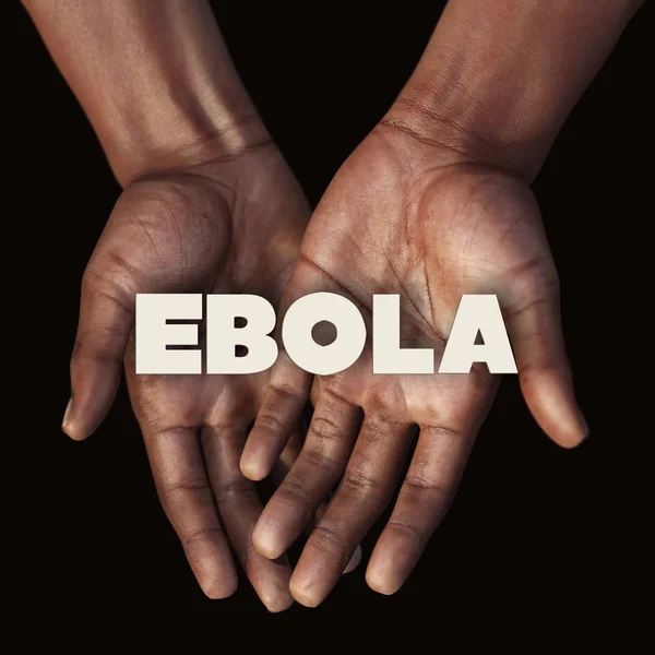 Afrikaanse Hand Met Tekst Ebola — Stockfoto