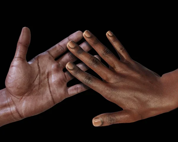 Символ Дружбы Черные Люди Держатся Руки — стоковое фото
