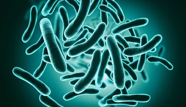 Close Van Bacteriën Blauwe Achtergrond Illustratie — Stockfoto