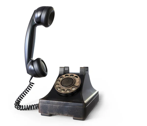 Retro Telefono Nero Sfondo Bianco — Foto Stock