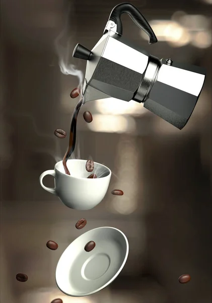 Macchina Caffè Tazza Caffè Illustrazione — Foto Stock