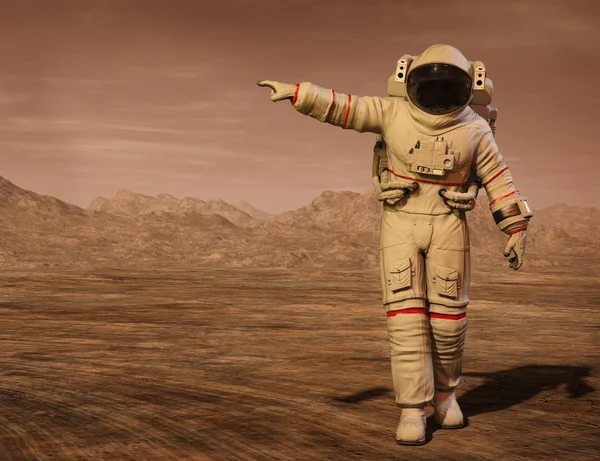 Astronaut Auf Dem Planeten Mars Illustration — Stockfoto