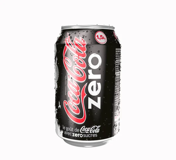 Coca Cola Zero Pode Com Isolado Fundo Branco — Fotografia de Stock