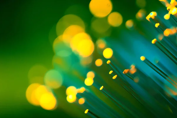 Fibra Óptica Varios Colores Primer Plano Con Bokeh — Foto de Stock