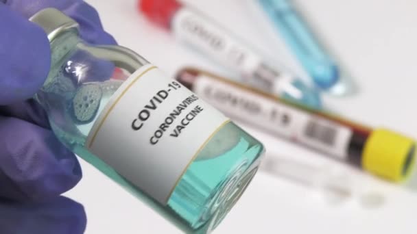 Coronavirus Vaccine Digunakan Untuk Pencegahan Imunisasi Dan Pengobatan Dari Coronavirus — Stok Video