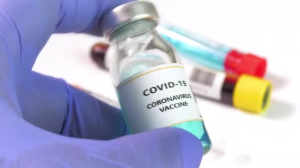 Coronavirus Vaccine Digunakan Untuk Pencegahan Imunisasi Dan Pengobatan Dari Coronavirus — Stok Video