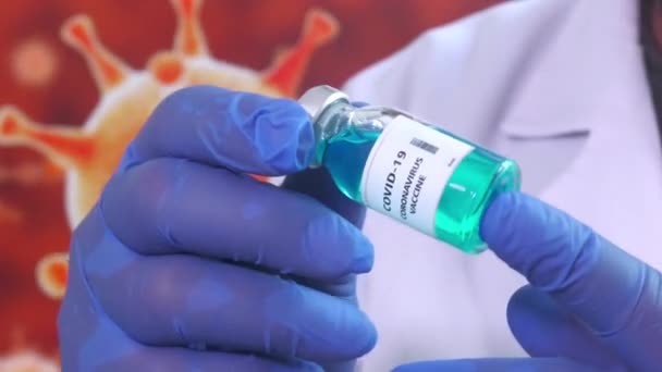 Coronavirus Vaccin Het Gebruik Voor Preventie Van Immunisatie Behandeling Van — Stockvideo