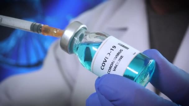 Coronavirus Vacuna Inyección Jeringa Utiliza Para Prevención Inmunización Tratamiento Del — Vídeo de stock