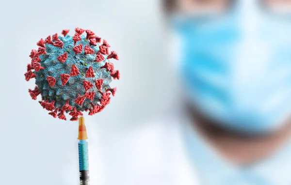 Επαγγελματίας Επιστήμονας Εγχέει Εμβόλιο Στον Coronavirus Covid — Φωτογραφία Αρχείου