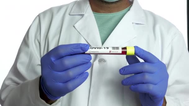 病院の実験室でのコロナウイルス血液検査 Covid 19陽性検査 — ストック動画
