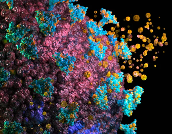 免疫応答を誘発する微生物によって攻撃された顕微鏡下のコロナウイルスCovid 19コロナウイルスに対するワクチン — ストック写真